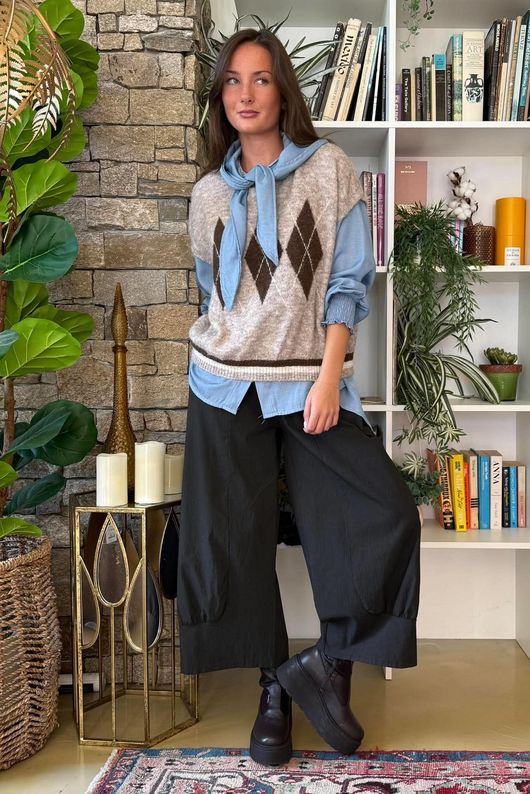 Zeta Otto Argyle Tank Mocha Marl